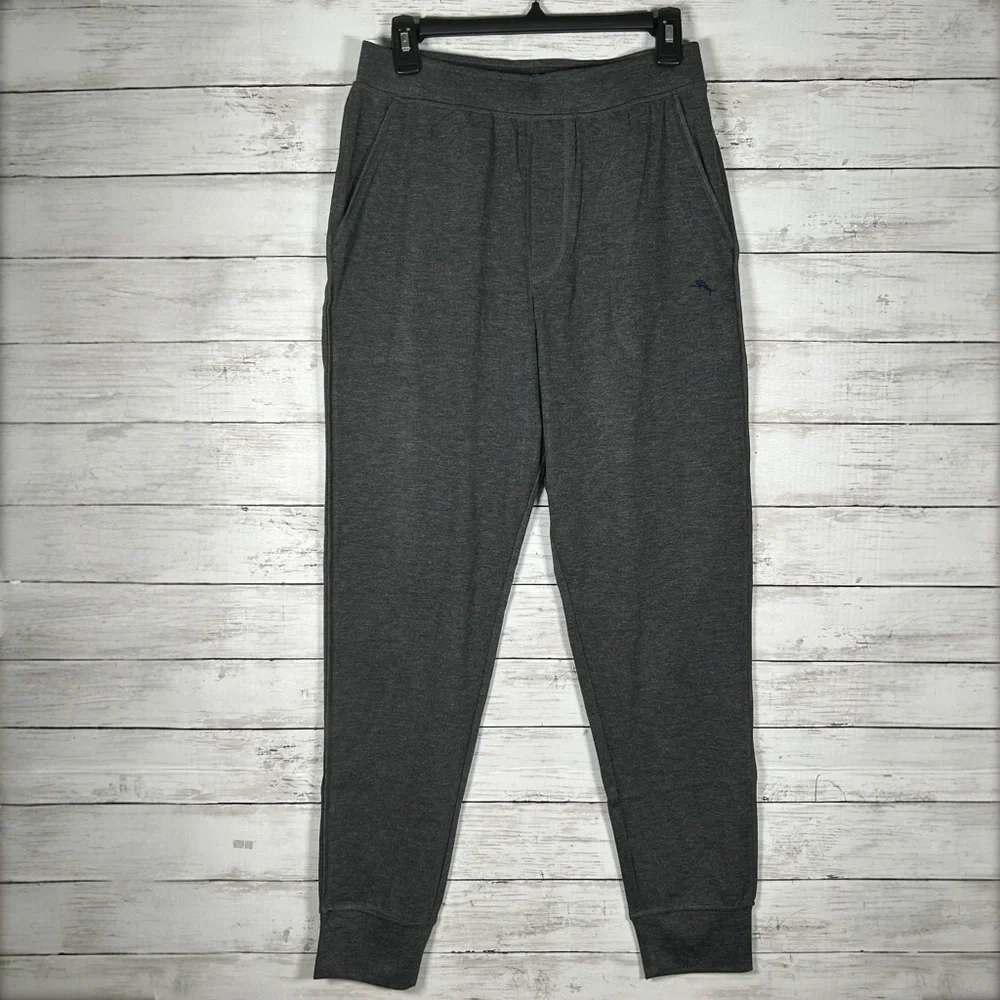 Tommy Bahama Jersey Knit Lounge Pants Drawstring Charcoal Gray Joggers S NEW